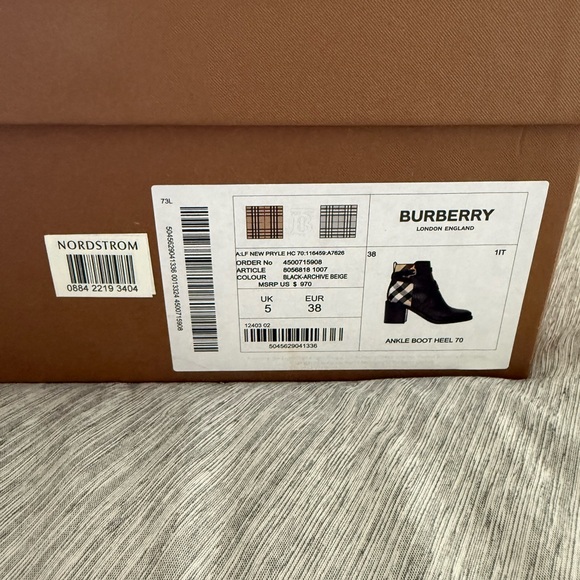 Authentic Burberry Black and Cream Check Ankle Booties - Picture 7 of 7
